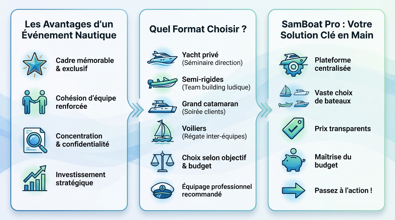 Organisation événement professionnel sur un bateau avec SamBoat