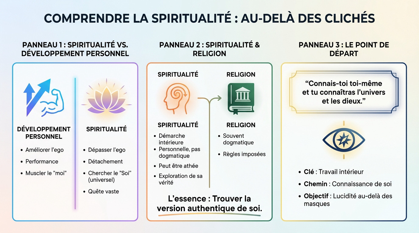 Illustration symbolisant la distinction entre l'ego et le Soi spirituel