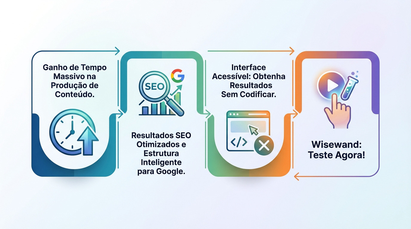 Interface do assistente de inteligência artificial Wisewand focada em produtividade SEO e automação