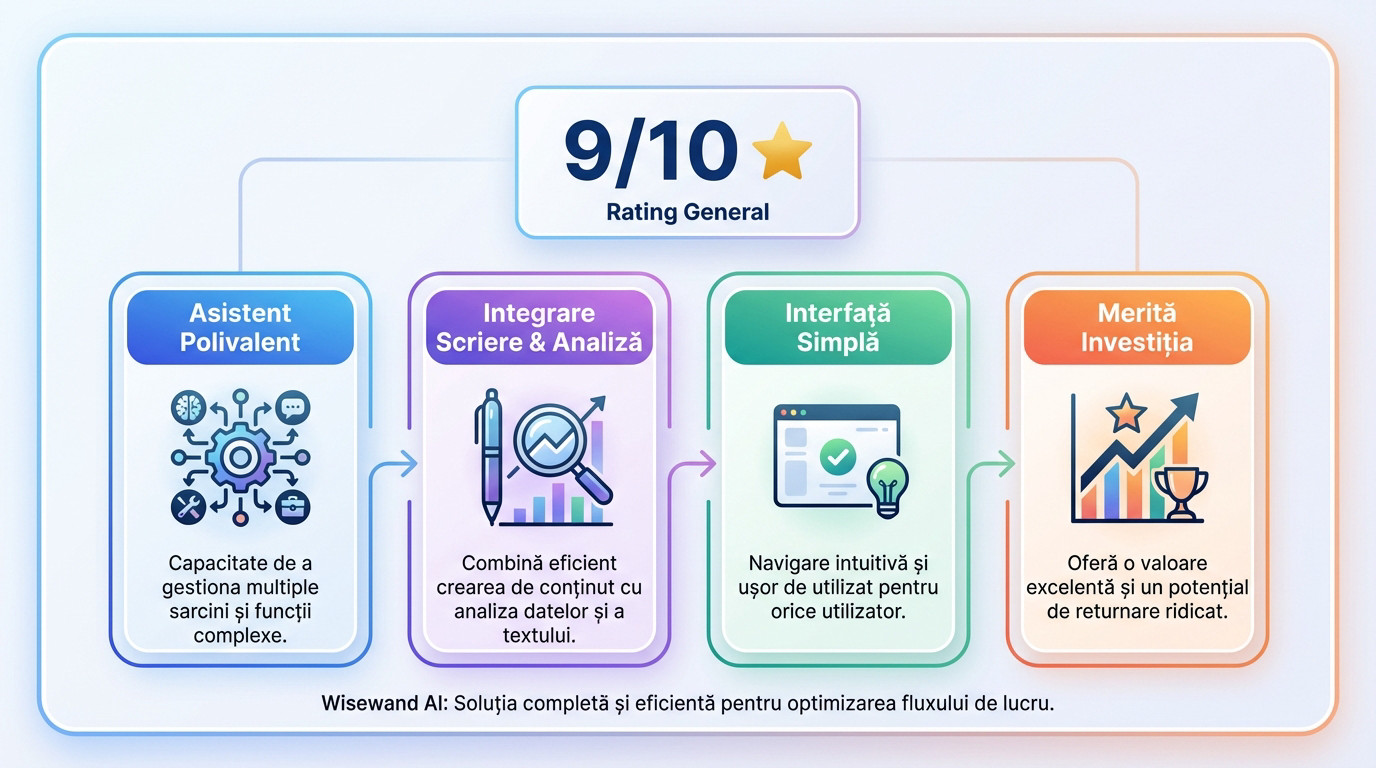 Wisewand: Asistent IA pentru texte SEO și imagini 4K 2 Infografic recenzie asistent IA Wisewand nota 9 din 10