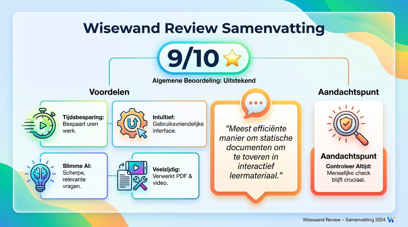 Wisewand review samenvatting en oordeel over de AI quiz generator