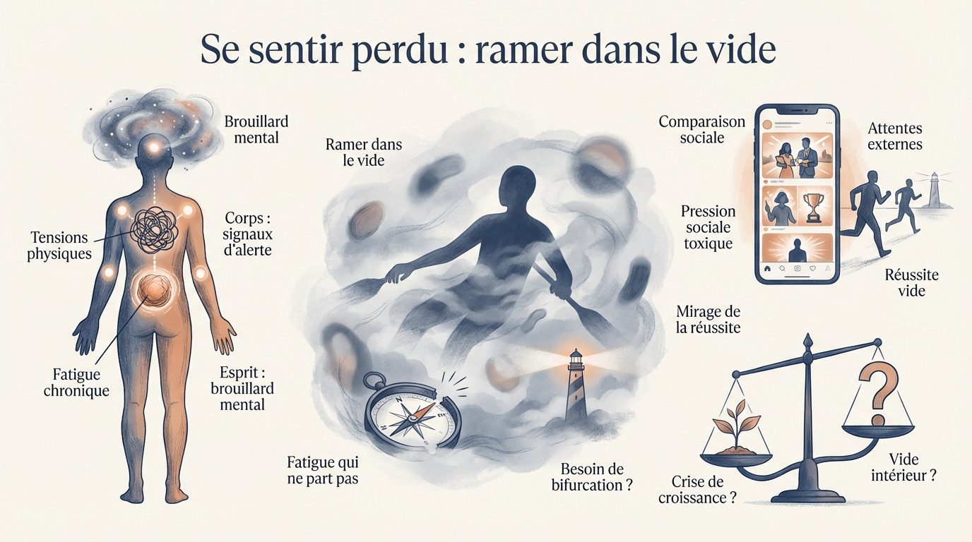 homme seul face à l'immensité symbolisant le sentiment d'être perdu